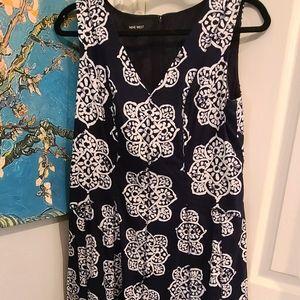 NINEWEST Navy Damask Tailored dress.
